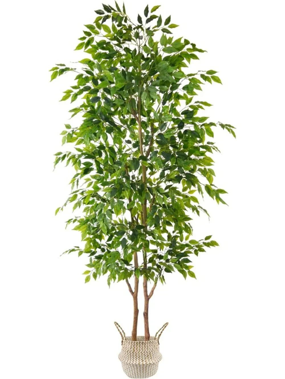 8ft Artificial Ficus Tree - Realistic Fake Floor Plant with Stylish Woven Basket